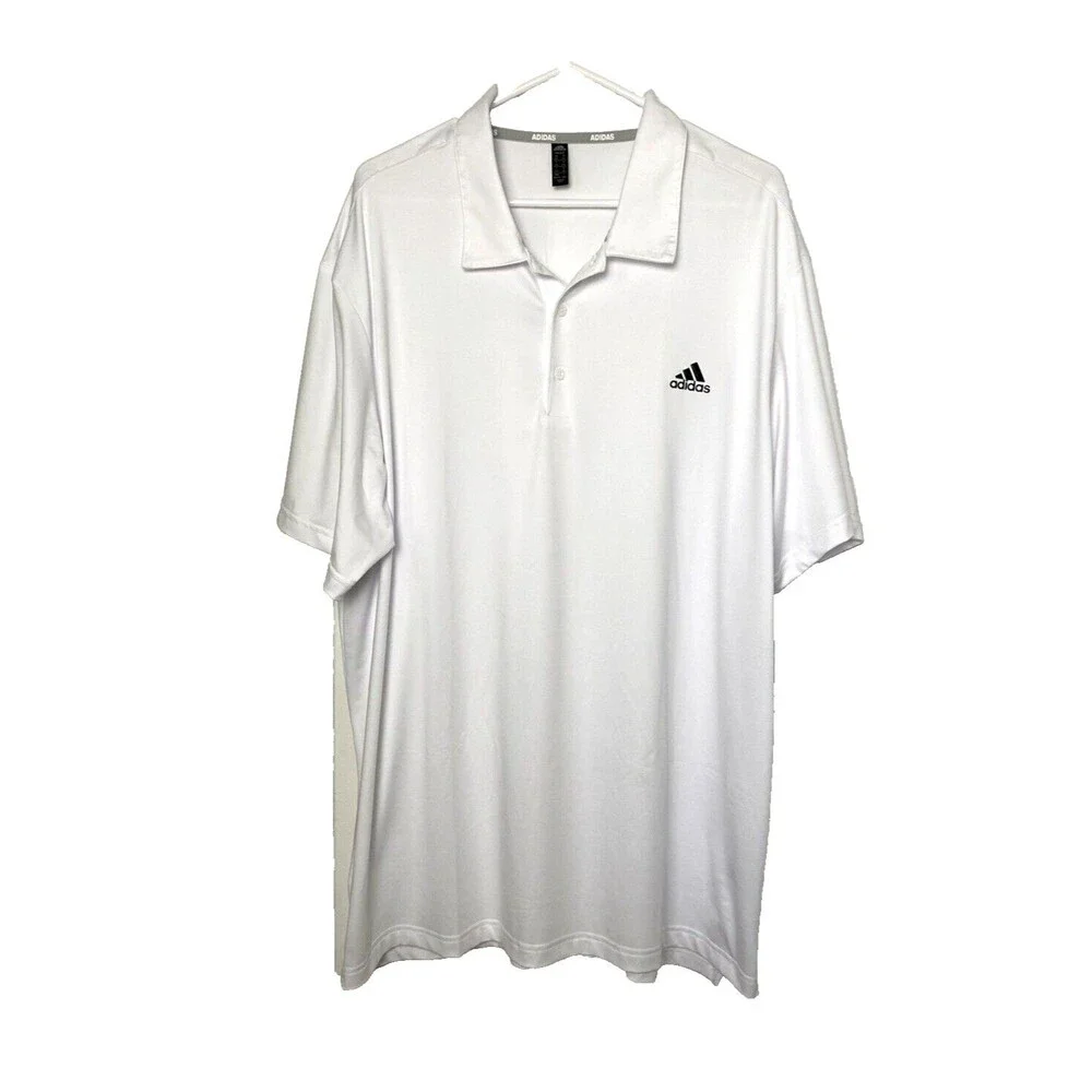 Adidas Golf Polo Shirt Men's Plus Size 2XL White Dry Wicking UPF Sun Protection